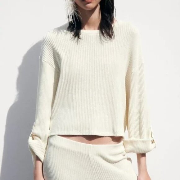 Zara Ivory Ribbed Knit Set - Picture 10 of 16